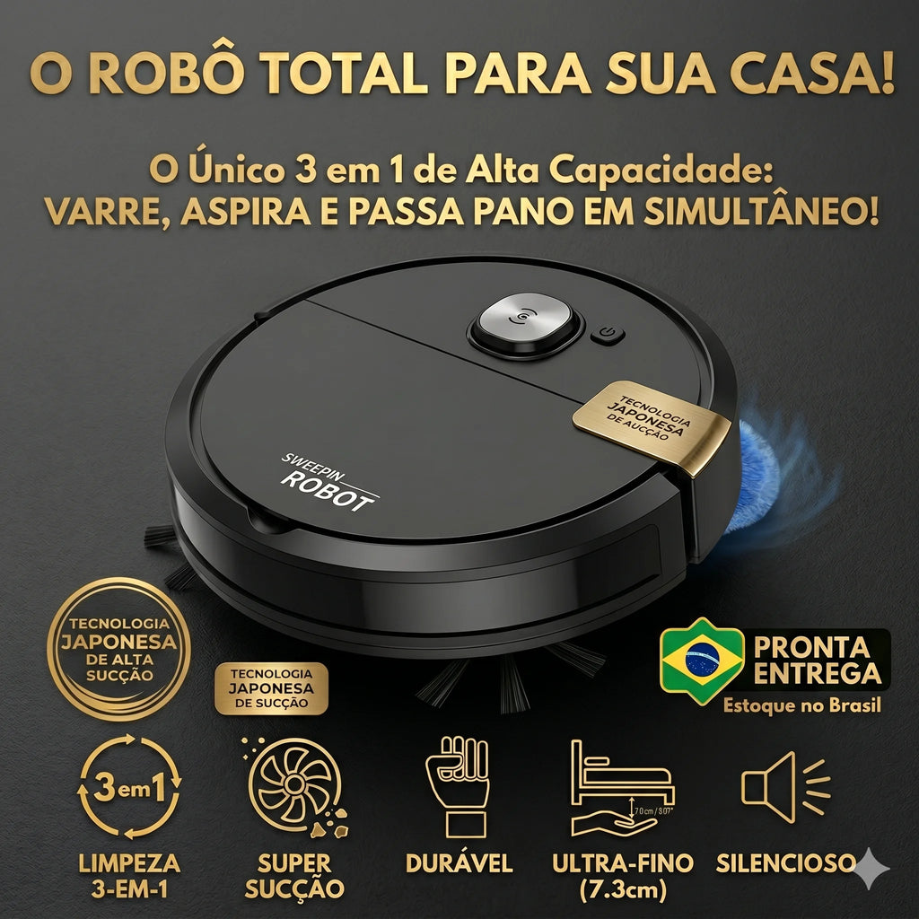 Robot Sweeping/Vacuum Cleaner 1200 Automatic PA 3 In 1 Intelligent And Silent Robotic Home Cleaning