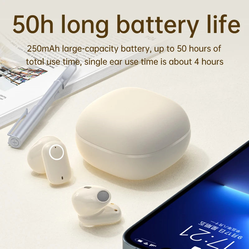 Brand new wireless earbuds, featuring 5.4mm wireless stereo sound with deep bass, a noise-canceling microphone, LED display