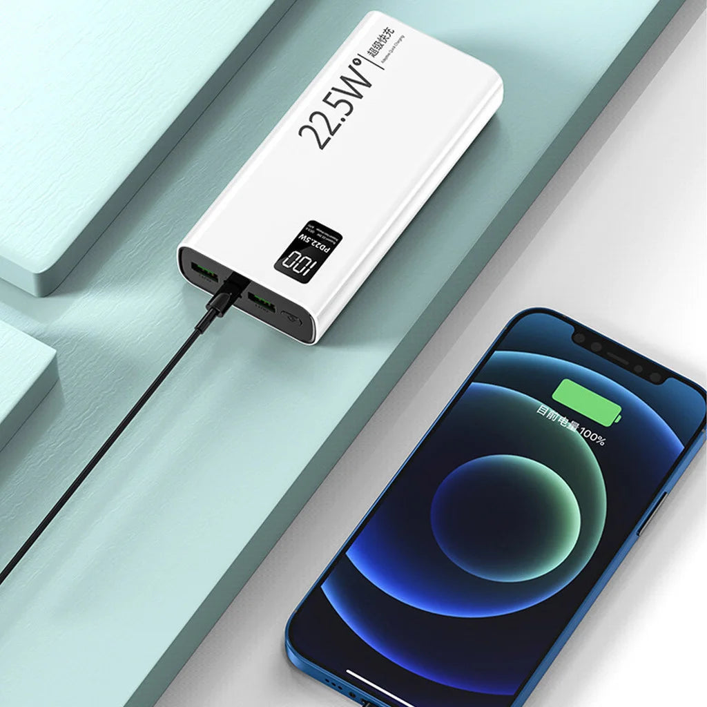 Carregador Portátil Turbo 20000mAh Super Carga Rápida Tela LCD Compacto