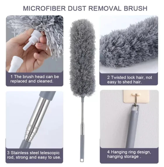 2.8m Microfiber Cleaning Powder Dop With Washable Extender and Retractable Cable-Neverdie Stor