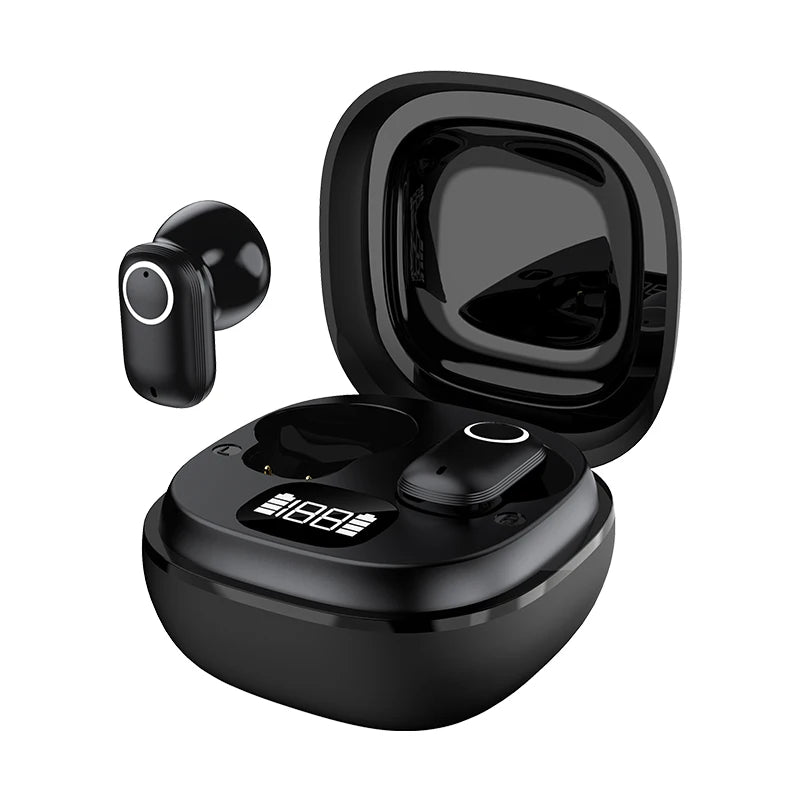 Brand new wireless earbuds, featuring 5.4mm wireless stereo sound with deep bass, a noise-canceling microphone, LED display