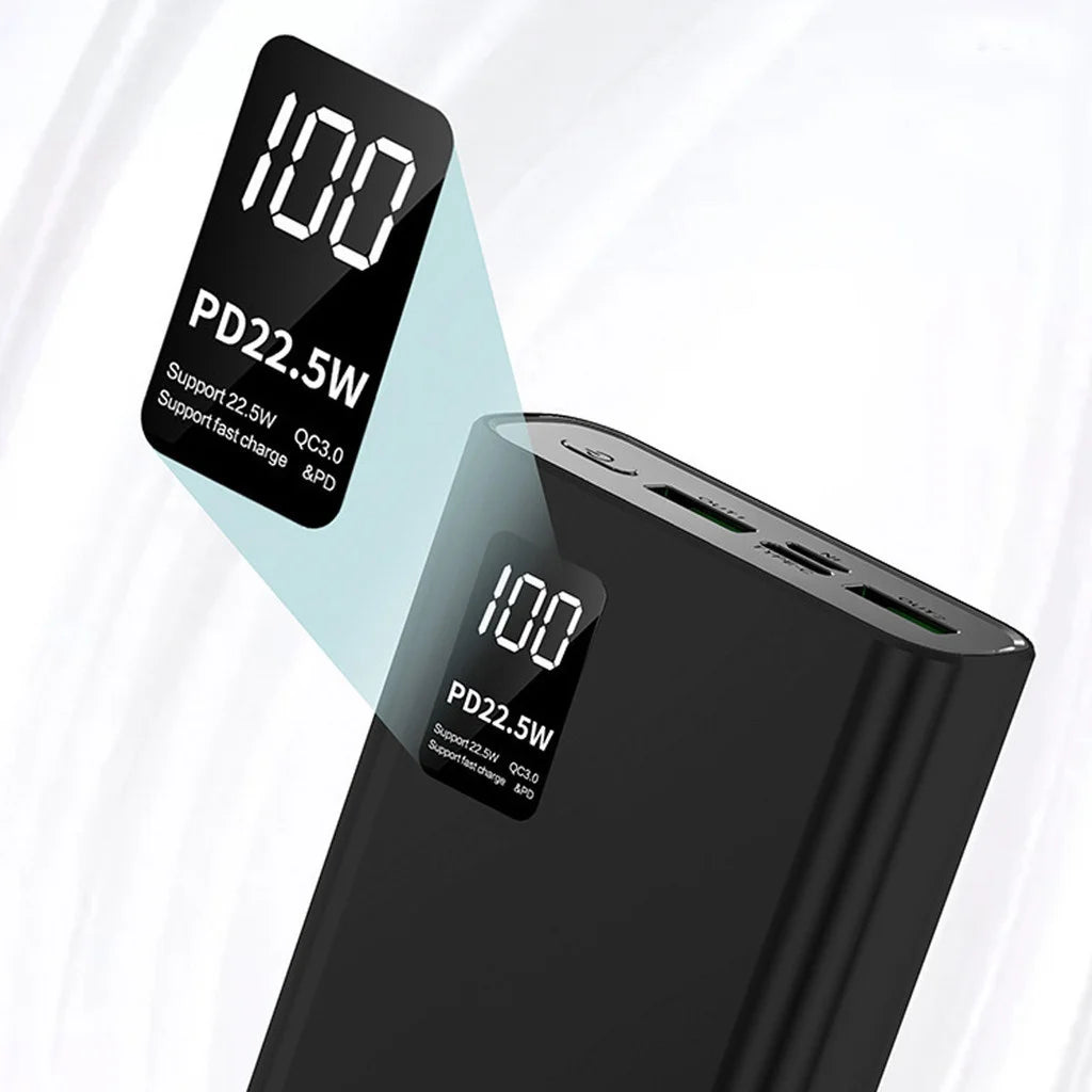 Carregador Portátil Turbo 20000mAh Super Carga Rápida Tela LCD Compacto