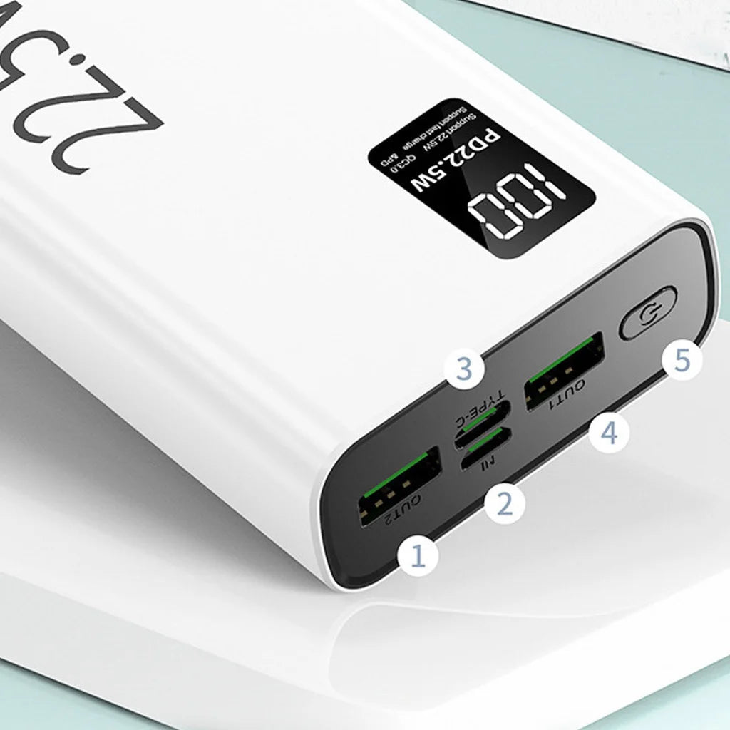 Carregador Portátil Turbo 20000mAh Super Carga Rápida Tela LCD Compacto