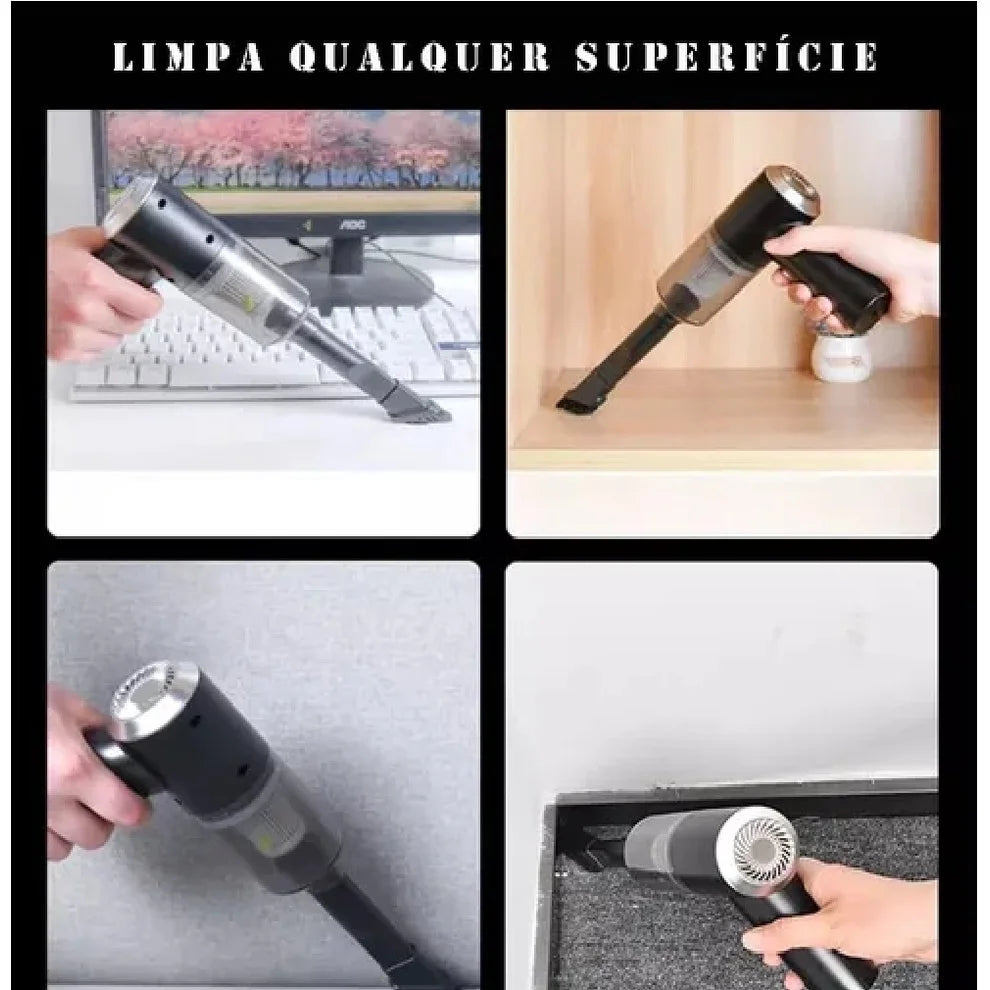 Mini Portable Vacuum Cleaner Portable Rechargeable Professional Wireless Car Cleaning 3 in 1 Blow Puff Makes Powerful Vacuum and...