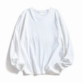 Wavlatii Mulheres Camisetas Gola Redonda Manga Longa Blusas Brancas de Algodão Femininas Macias Casuais Tees Camiseta Feminina Preta - BRANCO XXXG