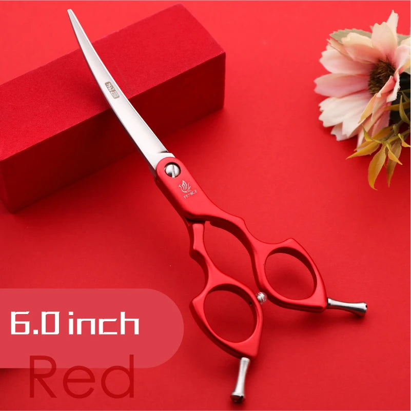 Fenice 6.0/6.5/7 Polegadas Tesoura Curva Profissional para Tosa de Cães Japão Aço 440C com Cabo de Liga de Alta Qualidade tosa de animais de estimação
