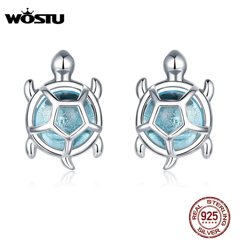 WOSTU Hot Sale 925 Prata Esterlina Tartaruga Marinha Tartaruga Requintados Brincos de Prata para Mulheres Moda Coreana Joias de Casamento CTE406