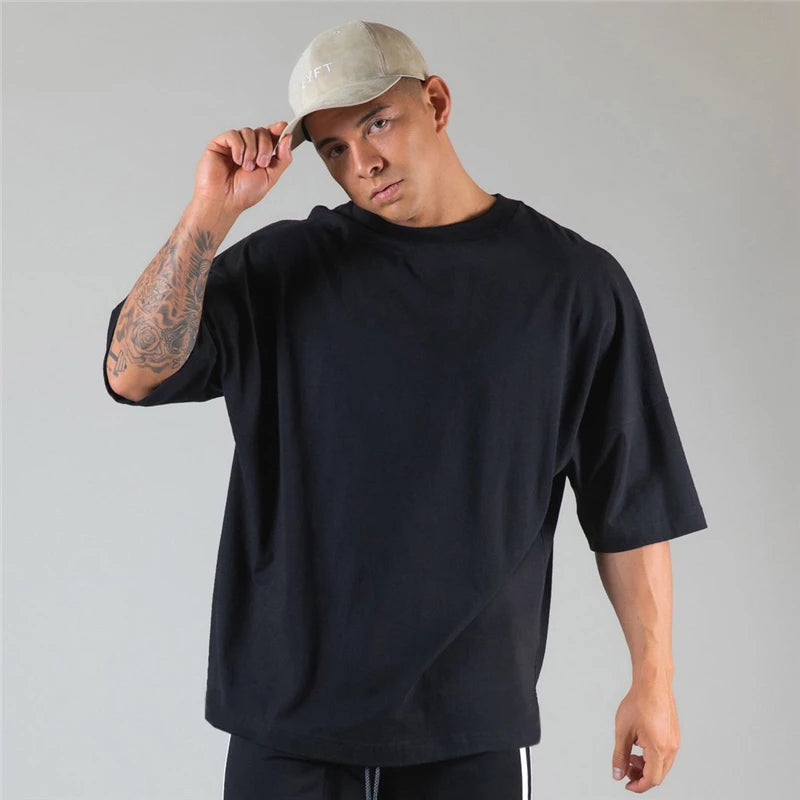 Camisa Esportiva Masculina de Algodão para Academia Japão e Reino Unido Camiseta de Corrida Masculina Manga Curta Camisetas de Treino para Homens Fitness Solta Tamanho Grande M-Xxxl