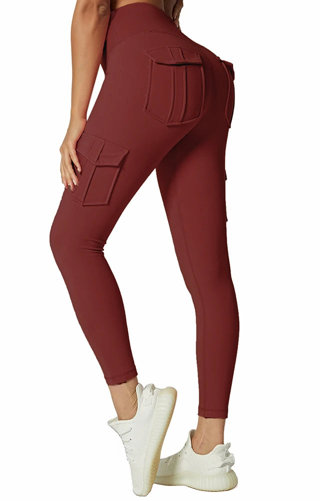 Sportswear Woman Gym Yoga Clothing 4 Pocket High Waist Stretch Tummy Control Sports Leggings Women Tights for Fitness Running