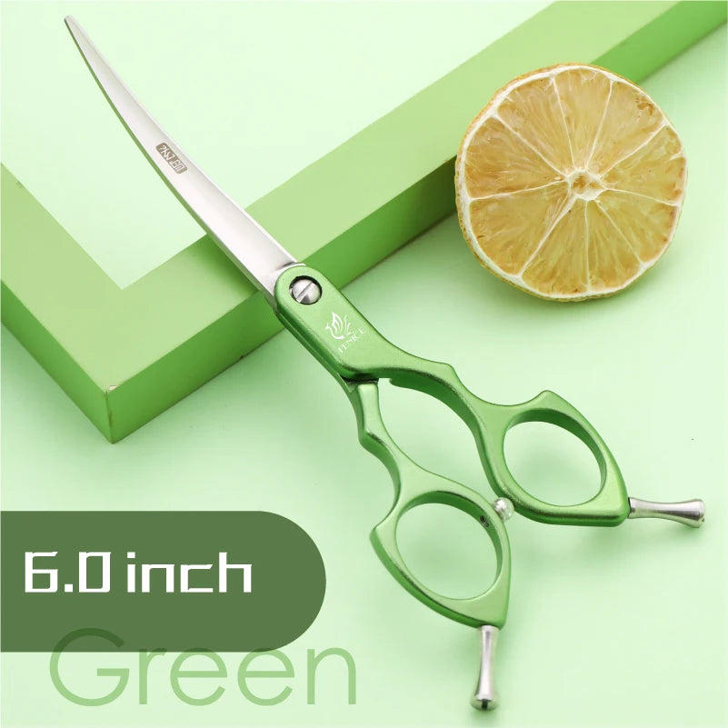 Fenice 6.0/6.5/7 Polegadas Tesoura Curva Profissional para Tosa de Cães Japão Aço 440C com Cabo de Liga de Alta Qualidade tosa de animais de estimação