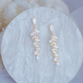 Brinco Feminino Charmoso Folha de Ouro 18k Genuíno com Zircônia Minúscula Requintada Brinco Elegante Coreano de Cristal para Casamento Ringen Pingente