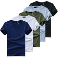 5 Peças/Lote Camisetas Masculinas de Moda de Alta Qualidade Gola V Manga Curta Camiseta Casual Lisa Masculina de Algodão Tops Roupa de Verão