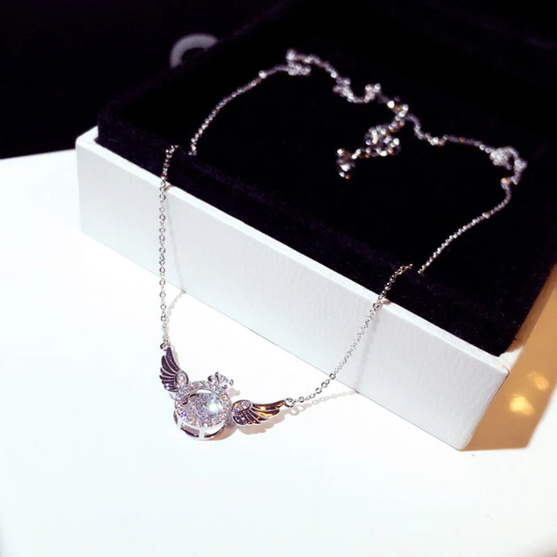2022 Colar Feminino Asas de Anjo de Zircônia Super Brilhante, Luxuoso, com Strass, Gargantilha Estilosa, Kolye Feminia Bijoux de Presente