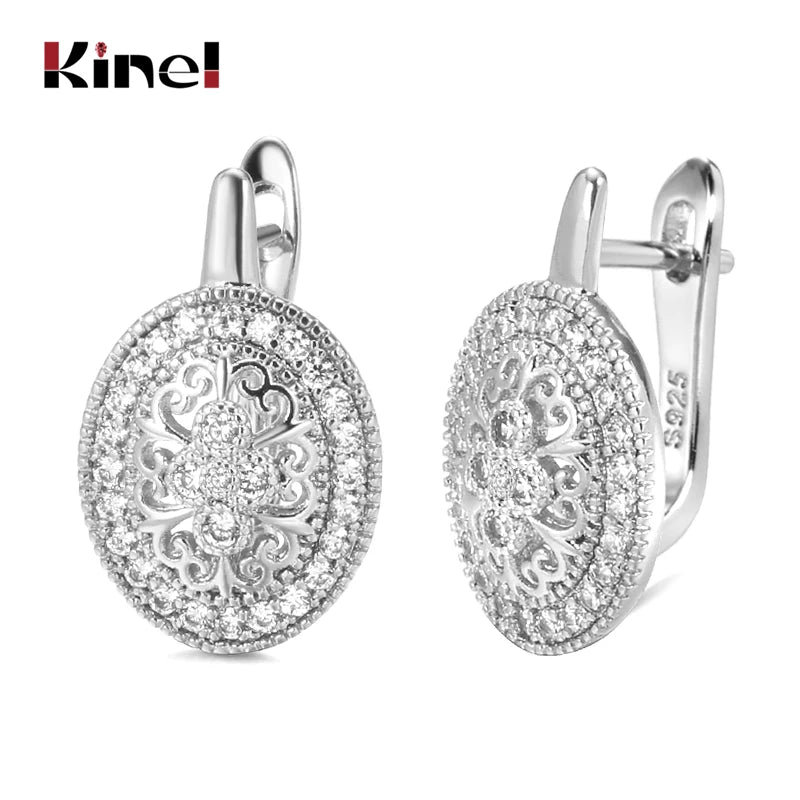 Kinel Classic Prata Esterlina 925 Oval Zircão Natural Spessartite Rodada Brincos para Mulheres Finas Joias