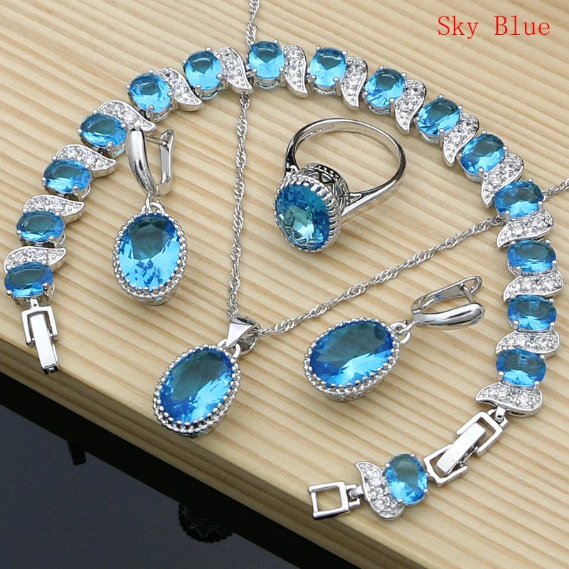 Conjuntos de joias de noiva prata 925 zircônia champanhe para mulheres brincos/pingente/colar/anéis/pulseira