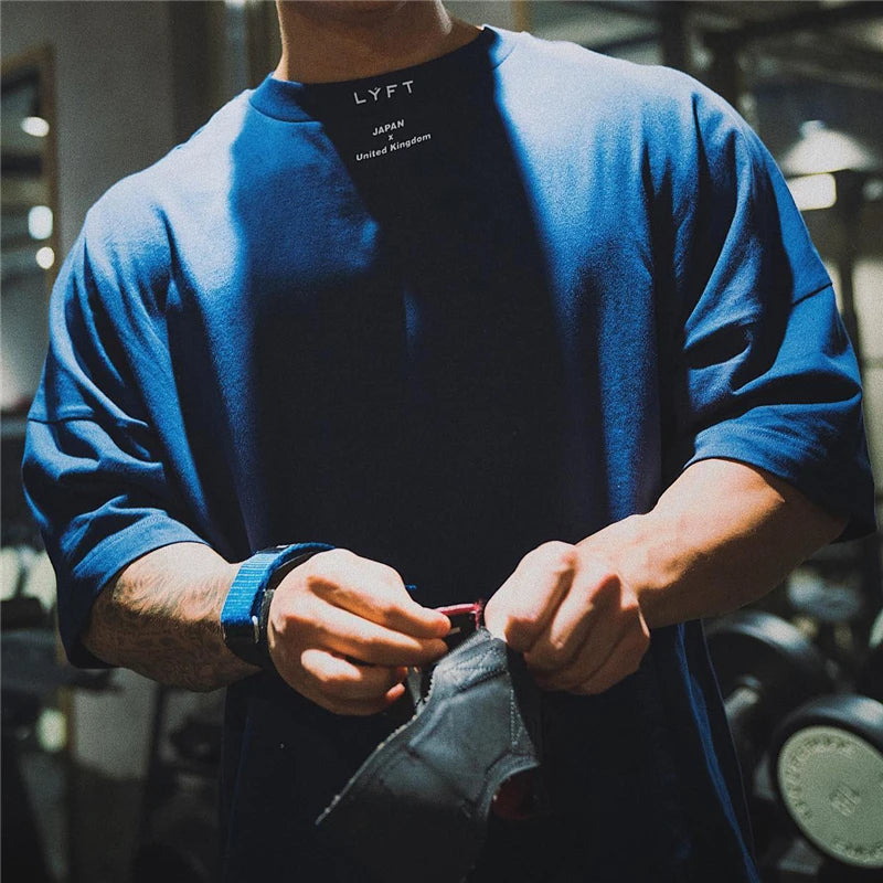 Camisa Esportiva Masculina de Algodão para Academia Japão e Reino Unido Camiseta de Corrida Masculina Manga Curta Camisetas de Treino para Homens Fitness Solta Tamanho Grande M-Xxxl