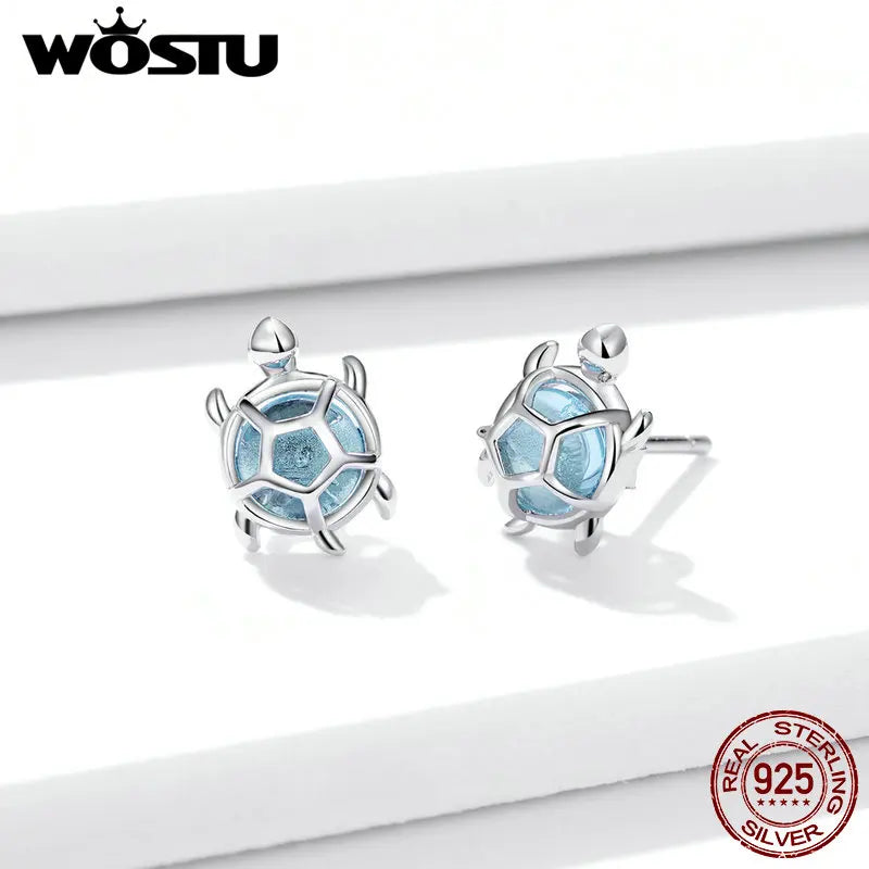 WOSTU Hot Sale 925 Prata Esterlina Tartaruga Marinha Tartaruga Requintados Brincos de Prata para Mulheres Moda Coreana Joias de Casamento CTE406