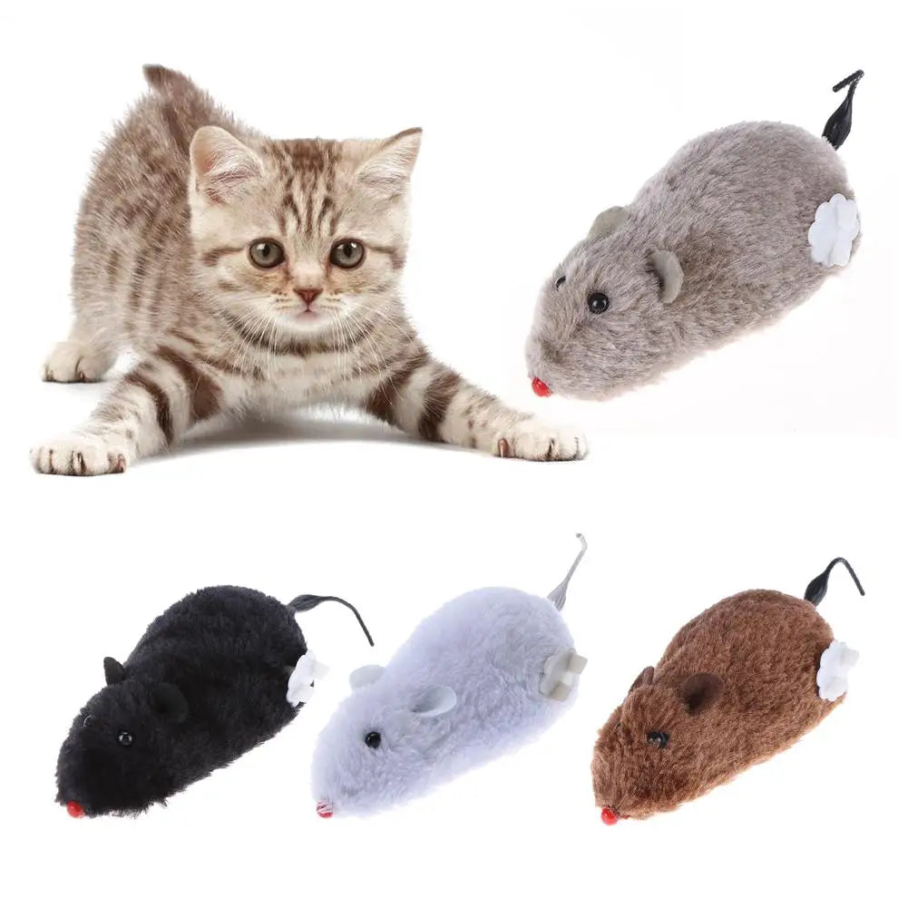 Brinquedo Criativo Engraçado de Pelúcia Rato a Corda com Mola, para Gatos e Cães, Interativo, com Movimento Mecânico, para Animais de Estimação, Várias Cores