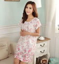 Camisolas Estampadas Femininas Lounge Nova Seda Algodão Roupa de Dormir Vestido de Verão Casual Solto Vestido de Noite Feminino Camisas de Dormir