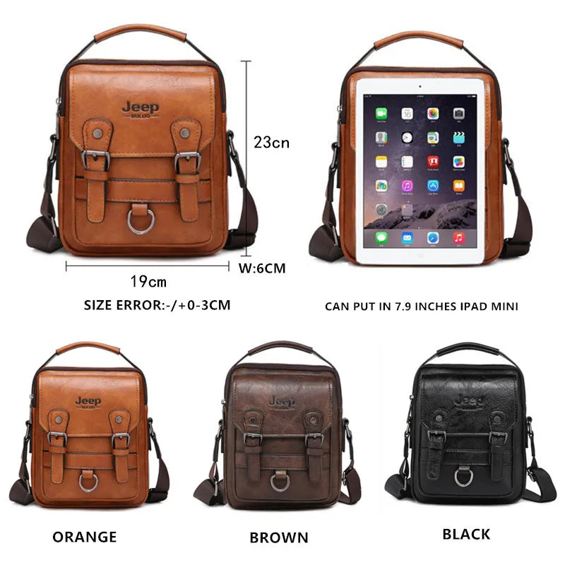 Bolsa Tiracolo Transversal Masculina de Couro JEEP BULUO
