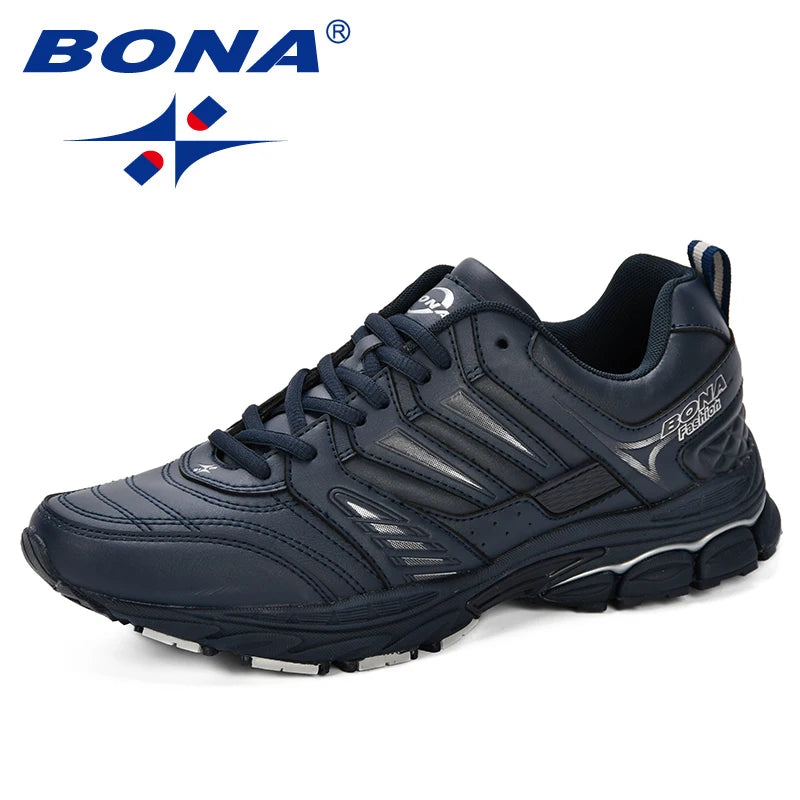 BONA Novo Design Estilo Masculino Sapatos Respirável Popular Homens Tênis Corrida Exterior Tênis Esportivo Confortável