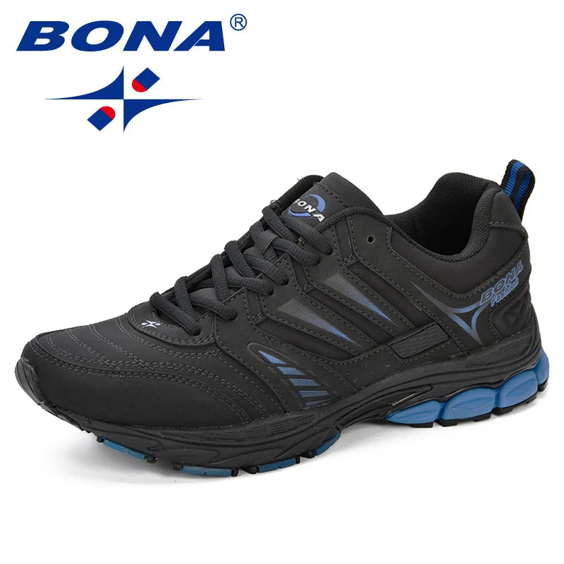 BONA Novo Design Estilo Masculino Sapatos Respirável Popular Homens Tênis Corrida Exterior Tênis Esportivo Confortável
