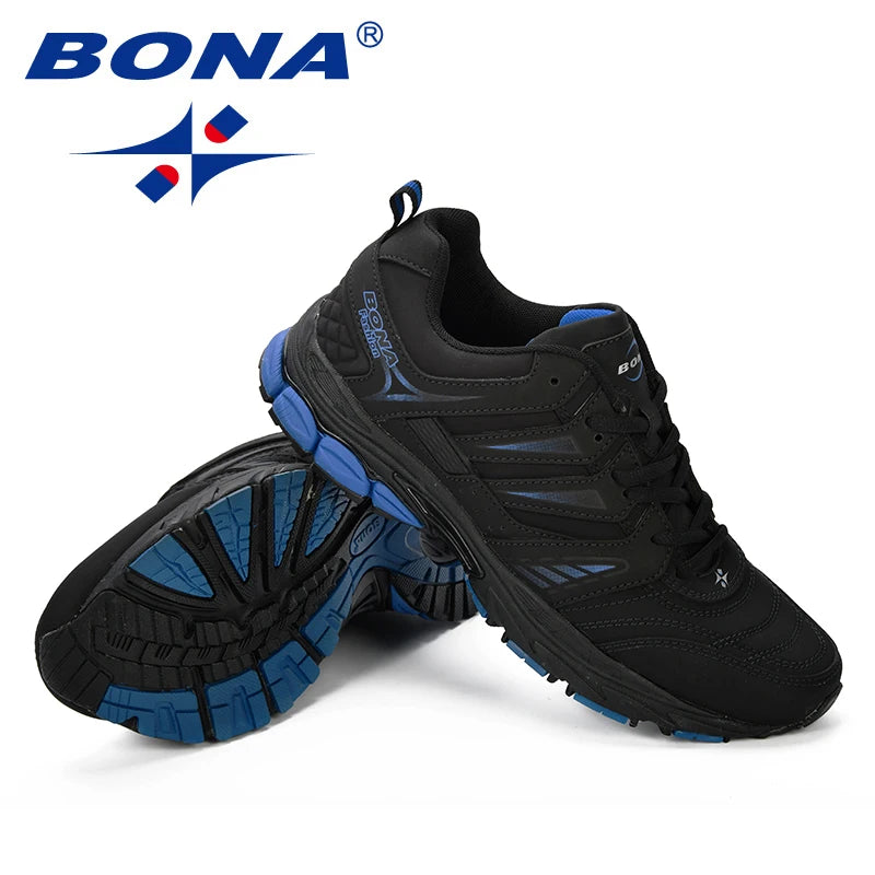 BONA Novo Design Estilo Masculino Sapatos Respirável Popular Homens Tênis Corrida Exterior Tênis Esportivo Confortável