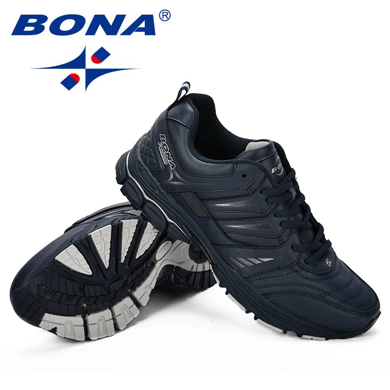 BONA Novo Design Estilo Masculino Sapatos Respirável Popular Homens Tênis Corrida Exterior Tênis Esportivo Confortável