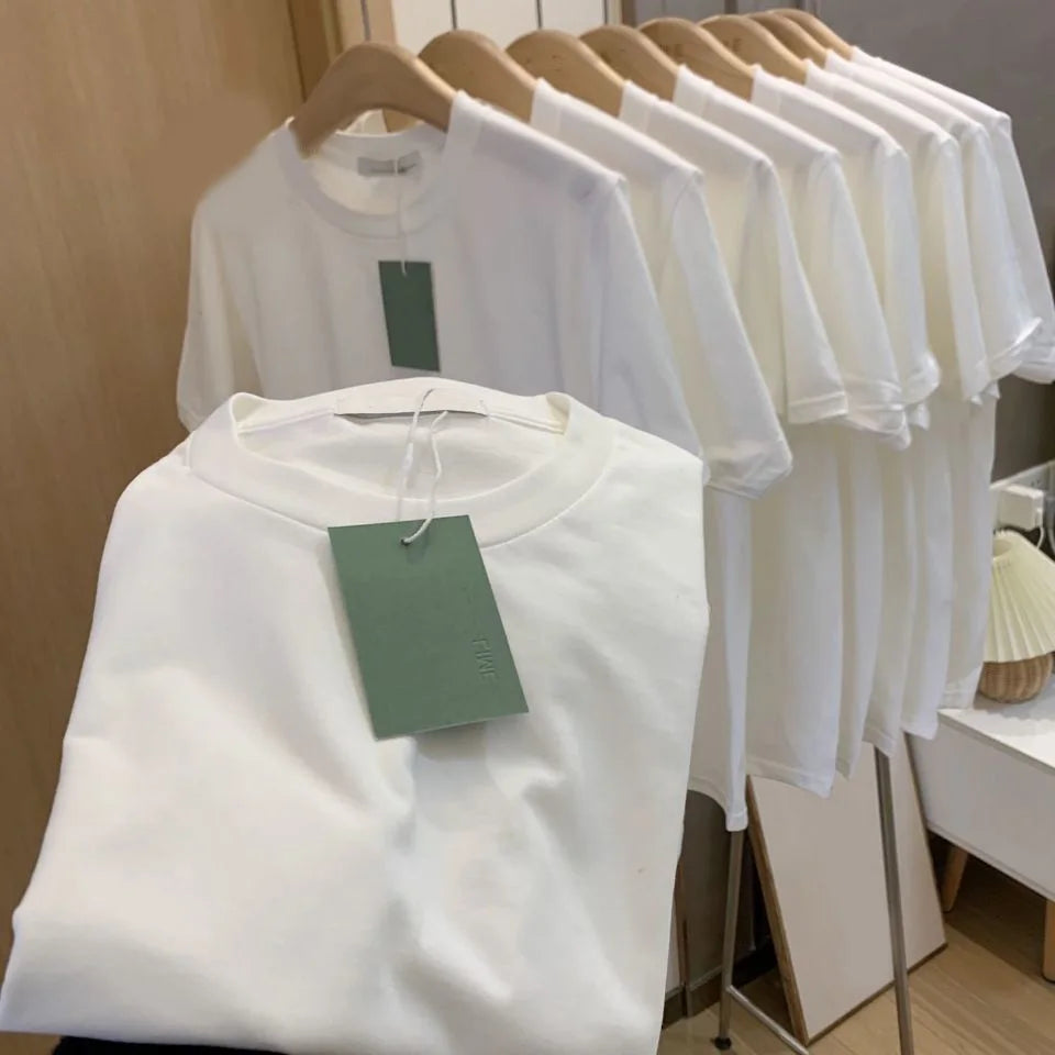 Summer Casual 100 Cotton Regular Fit Women Crew Neck Basic White T Shirts - YELLOW M 45kg-55kg