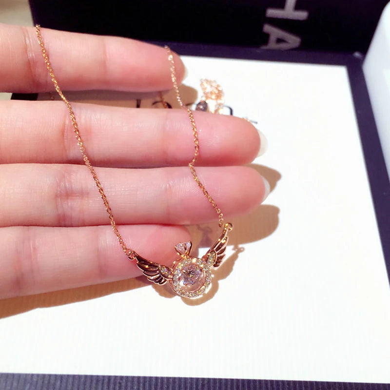2022 Colar Feminino Asas de Anjo de Zircônia Super Brilhante, Luxuoso, com Strass, Gargantilha Estilosa, Kolye Feminia Bijoux de Presente