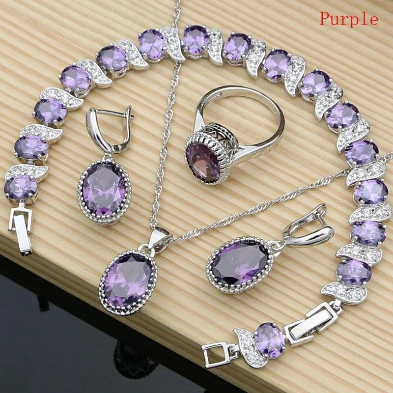 Conjuntos de joias de noiva prata 925 zircônia champanhe para mulheres brincos/pingente/colar/anéis/pulseira
