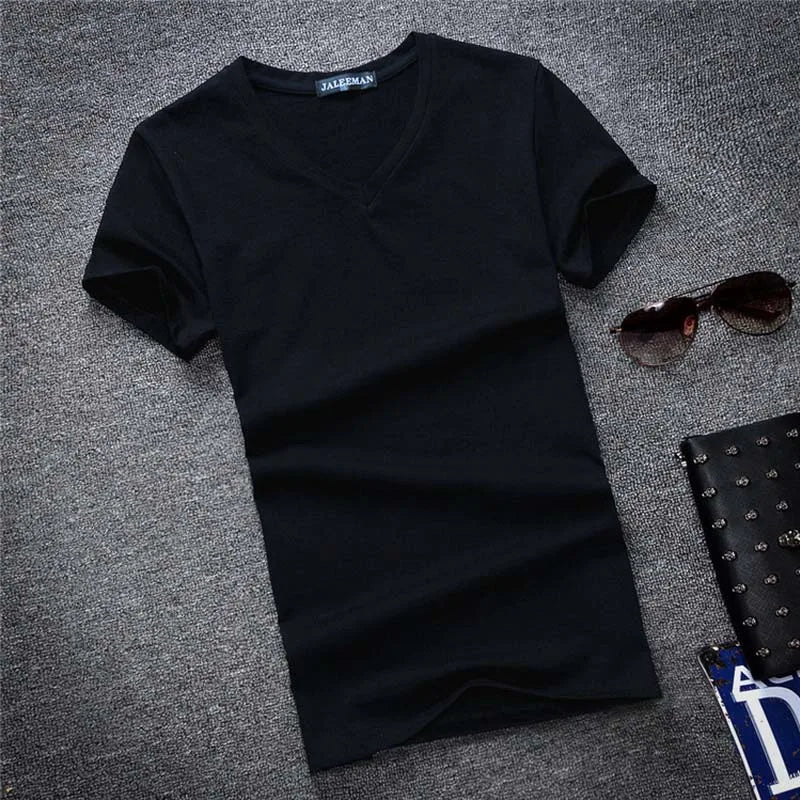 5 Peças/Lote Camisetas Masculinas de Moda de Alta Qualidade Gola V Manga Curta Camiseta Casual Lisa Masculina de Algodão Tops Roupa de Verão