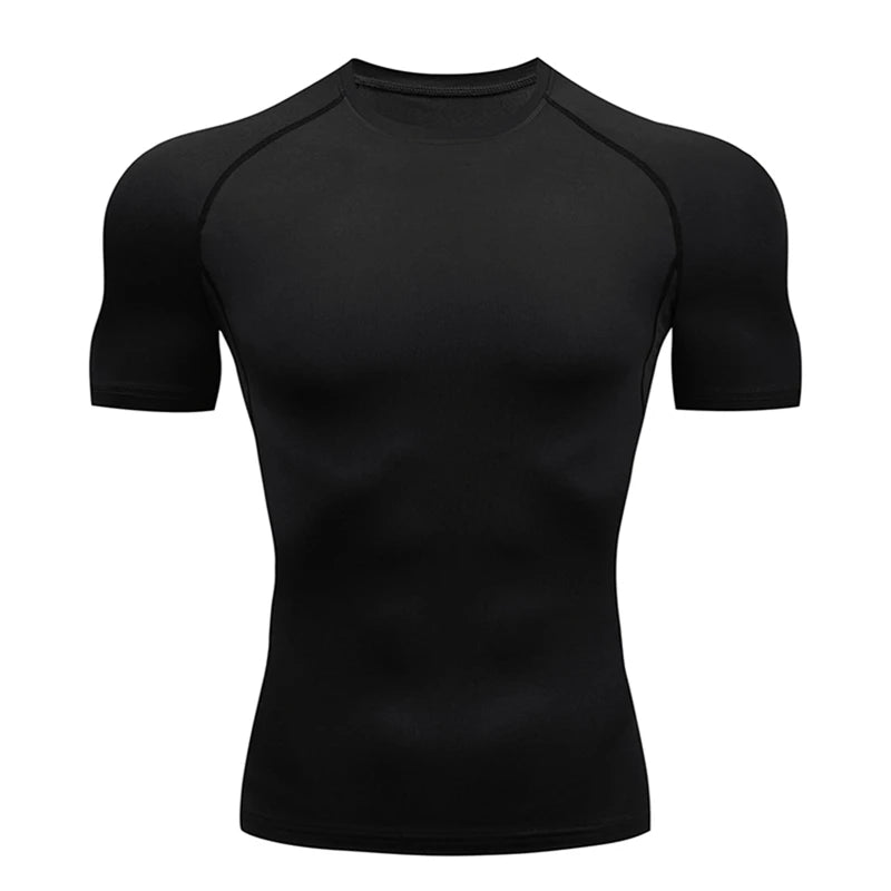 Camiseta de compressão masculina de verão, roupa esportiva, camiseta de corrida elástica de secagem rápida, top esportivo, camiseta para exercícios de academia com halteres