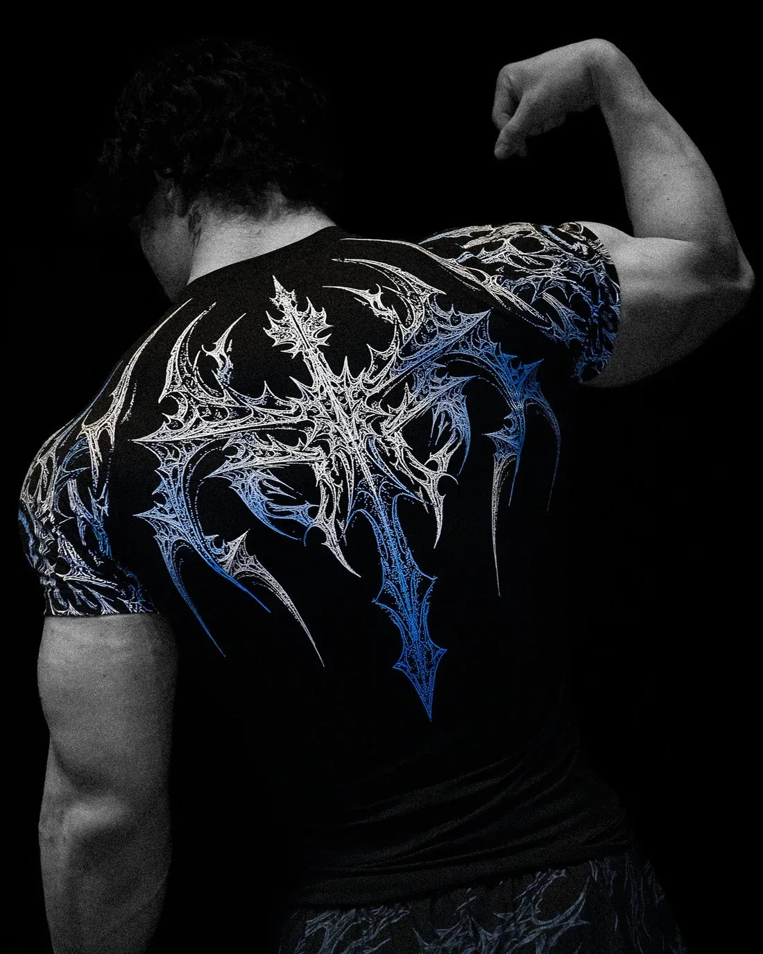 Men's Gothic Print Muscle Tee High Elasticity Quick-Dry Bodybuilding Training T-Shirt
