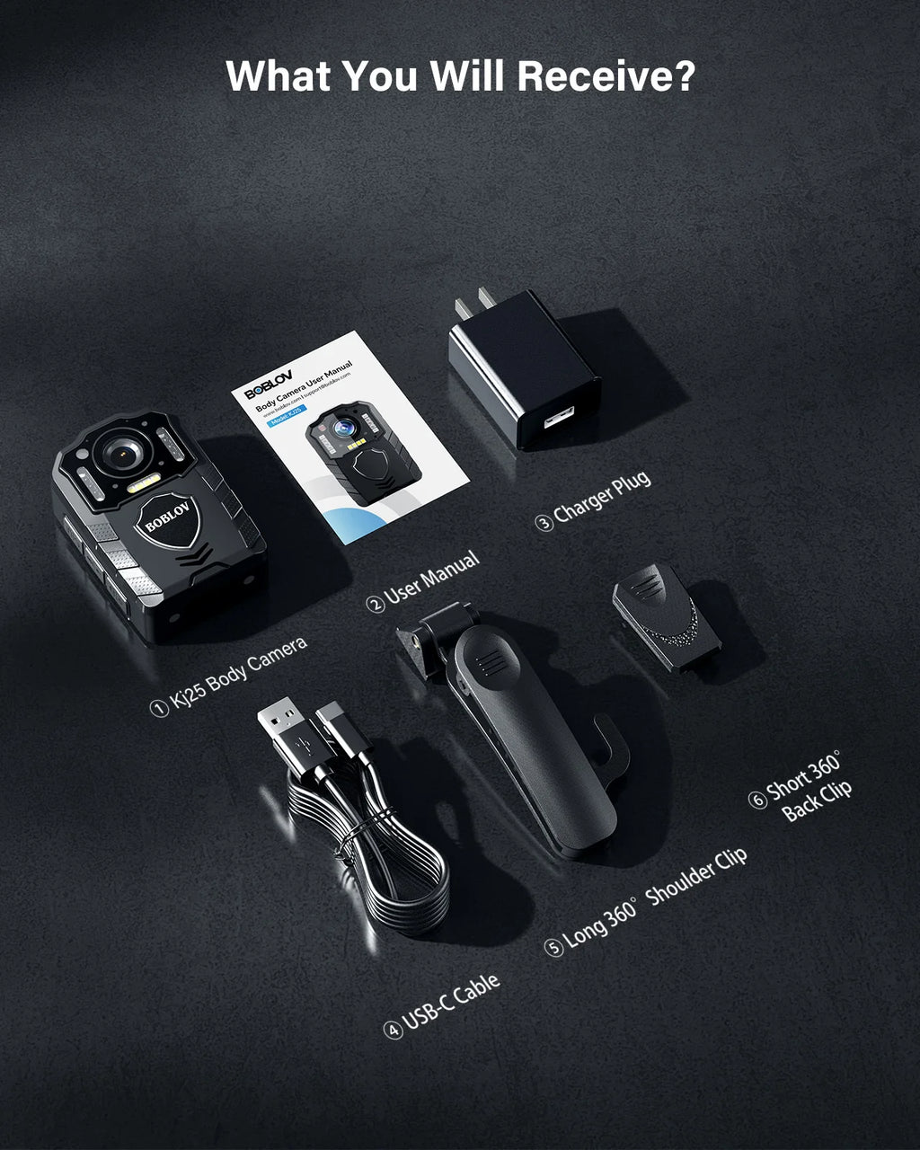 BOBLOV KJ25 1080p - Câmera Corporal - 3000mAh Suporte 13H