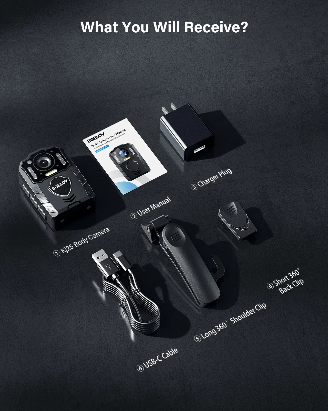 BOBLOV KJ25 1080p - Câmera Corporal - 3000mAh Suporte 13H