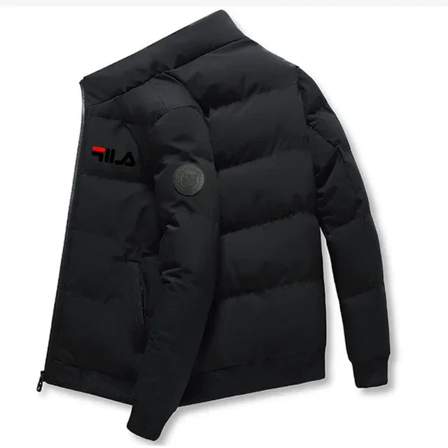 Jaqueta casual masculina de inverno e outono, curta, grossa e quente, corta-vento, com zíper, estampada, M-5XL