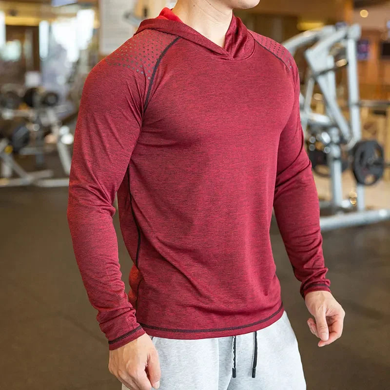 Camiseta Masculina de Secagem Rápida Respirável Roupa Esportiva Blusa de Treino Camiseta Manga Longa Masculina Outono Corrida Acessórios de Academia Masculino Fitness