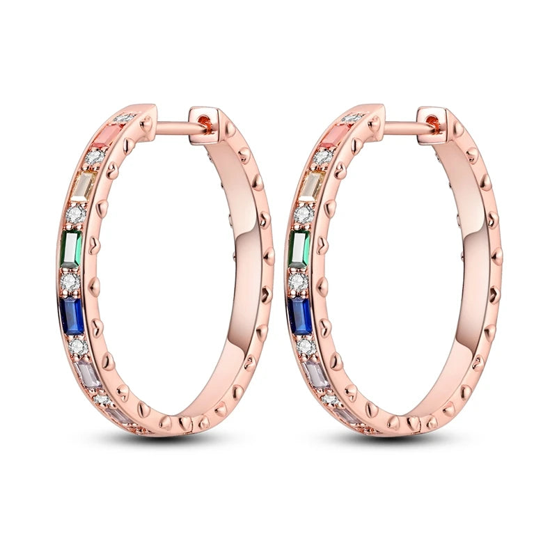 Rose Gold Series 925 Sterling Silver Flamingo Giraffe Star and Moon Flower Earrings Elegant Party Jewelry Gifts