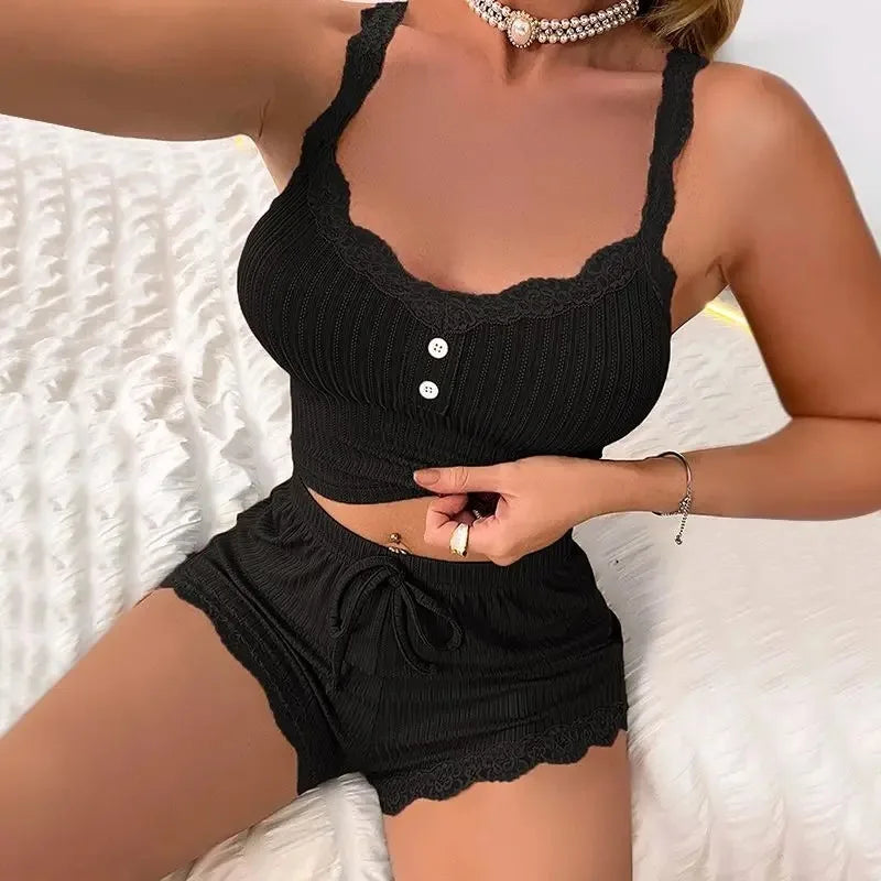 Conjuntos de Pijama Feminino Pijama Pijamas Feminino Verão Conjunto Sexy Roupa de Dormir Feminina para Dormir Calça Feminina Roupa de Dormir Roupa de Casa Lingerie