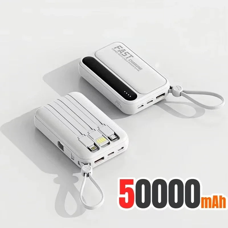 Power Bank 500000mAh 120W Large Capacity 4 in 1 Cables Display