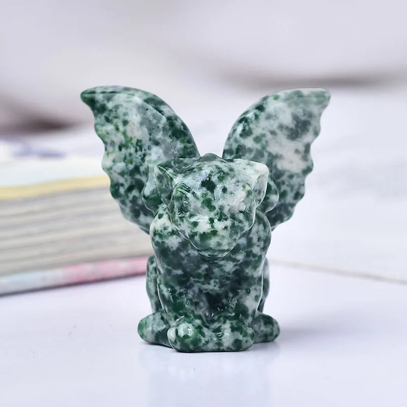 Estatueta de Gárgula de Cristal Decoração de Casa Bruxaria com Pedras Preciosas