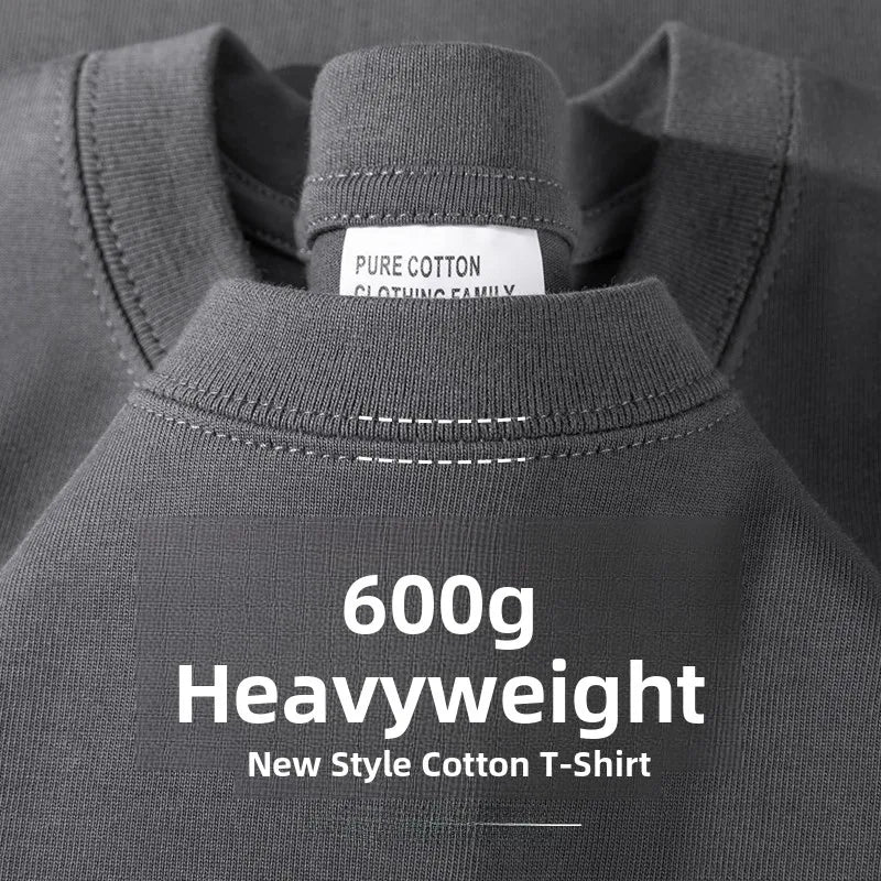 600g Heavyweight Pure Cotton Ort Sve T-irt Ex Summer Loose Casual Versatile  Color Base Irt Top