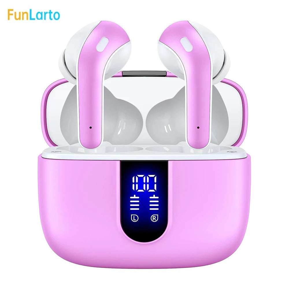 Fones de Ouvido Sem Fio com Bluetooth 5.3, Cancelamento de Ruído ENC com Quatro Microfones para Chamadas, 50H de Reprodução Fones de Ouvido Bluetooth