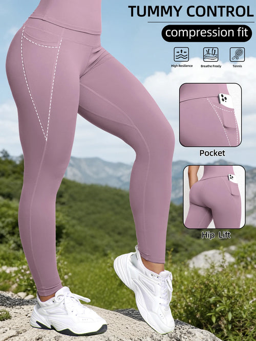 1/2/3/4PCS Women's High Waist Yoga Pants With Pocket Slim Leggings Tummy Control Lift Hips Running Workout Activewear Pants