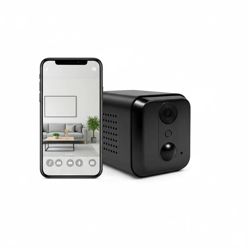 Câmera de segurança com bateria interna de 2400mAh, vídeo HD com visão noturna, câmera WiFi, controle por aplicativo móvel, alertas de detecção de movimento