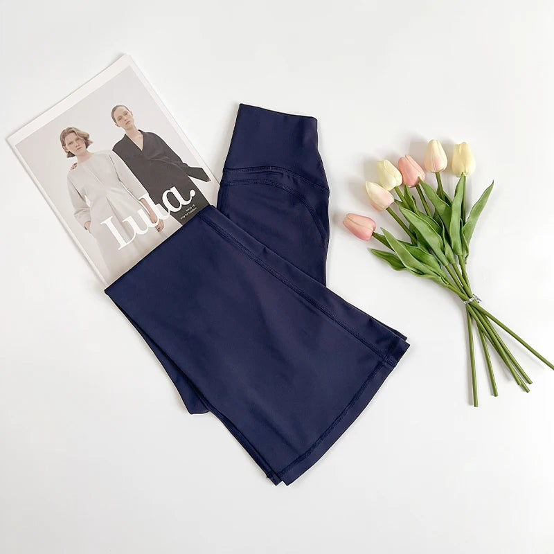 Calça Flare Feminina de Cintura Alta para Yoga, Academia, Pilates, Corrida, Legging Esportiva Confortável e Estilosa com Toque "Naked Feel"
