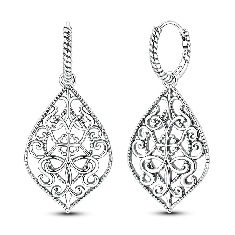 Lucky Clover Earrings 925 Silver Original Zircon Butterfly Dragonfly Chameleons Bee Flower Earrings For Women Jewelry Gift