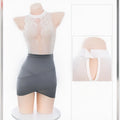 Lingerie sexy feminina; fantasia de aeromoça; fantasia de secretária de renda; conjunto de uniforme; fantasia profissional; cosplay.