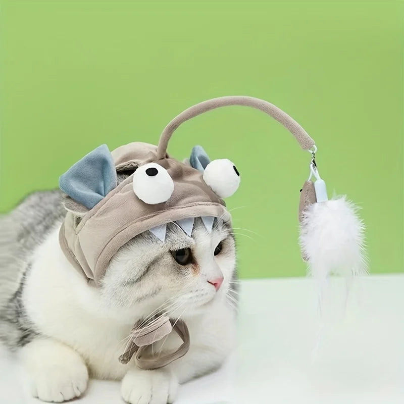 Brinquedo Ajustável Interativo para Gatos - Brinquedo Pet Teaser para Horas de Diversão, Acessório Cosplay para Gatos